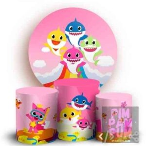 KIT PANEL REDONDO Y TRIO DE FUNDAS -  BABY SHARK NENA