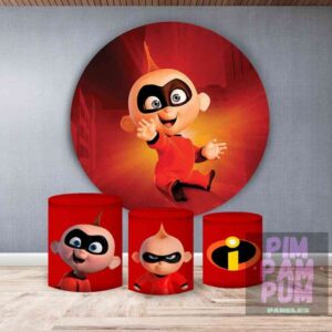 KIT PANEL REDONDO Y TRIO DE FUNDAS - LOS INCREIBLES