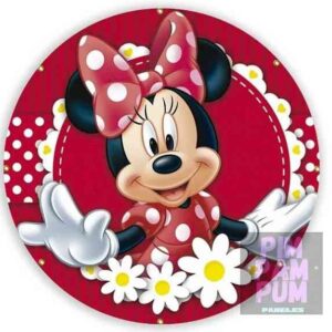 Panel Redondo Sublimado - Minnie Rojo