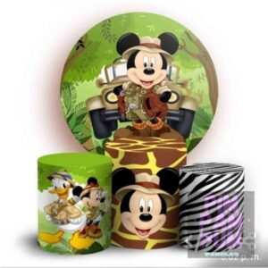 KIT PANEL REDONDO Y TRIO DE FUNDAS - MICKEY SAFARI