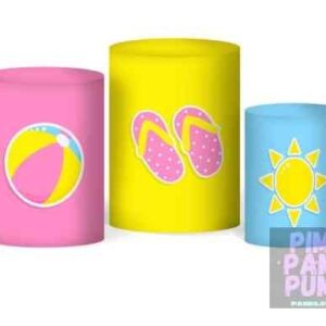 Trío de Fundas para mesas cilíndricas - PISCINA, POOL PARTY, SUMMER