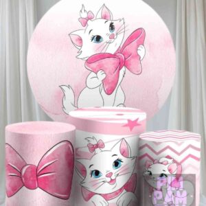 Kit de Panel Redondo y Fundas de Mesa Sublimadas de la Gatita Marie