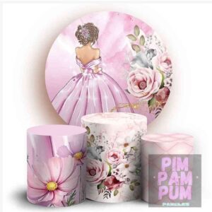 KIT PANEL REDONDO Y TRIO DE FUNDAS - QUINCEAÑERA