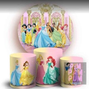 KIT PANEL REDONDO Y TRIO DE FUNDAS - PRINCESAS
