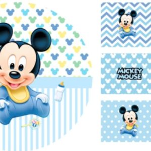 KIT PANEL REDONDO Y TRIO DE FUNDAS - MICKEY BEBE