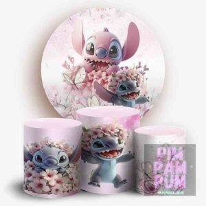 Kit de Panel Redondo y Fundas de Mesa Sublimadas de STITCH