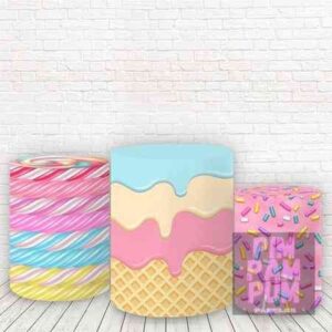 Trío de Fundas para mesas cilíndricas - CANDY Y DONA