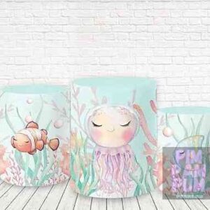 Trío de Fundas para mesas cilíndricas - FONDO DE MAR