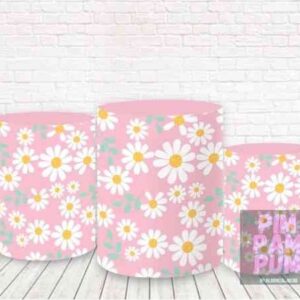 Trío de Fundas para mesas cilíndricas - FLORAL ROSA