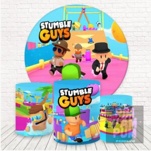 KIT PANEL REDONDO Y TRIO DE FUNDAS - STUMBLE GUYS