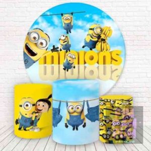 KIT PANEL REDONDO Y TRIO DE FUNDAS - MINIONS