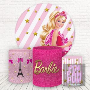 KIT PANEL REDONDO Y TRIO DE FUNDAS - BARBIE