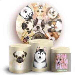 KIT PANEL REDONDO Y TRIO DE FUNDAS - PERRITOS