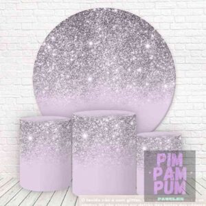 KIT PANEL REDONDO Y TRIO DE FUNDAS - GLITTER LILA