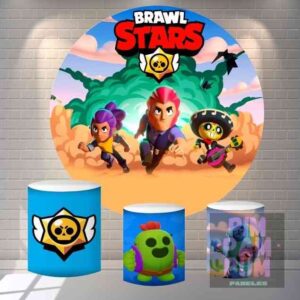 KIT PANEL REDONDO Y TRIO DE FUNDAS - BRAWL STARS