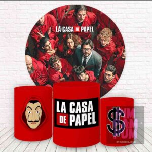 KIT PANEL REDONDO Y TRIO DE FUNDAS - LA CASA DE PAPEL