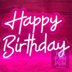 Luces LED "Happy Birthday" en color fucsia