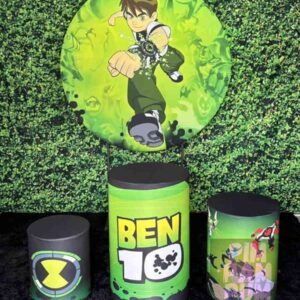 Kit de Panel Redondo sublimado y Fundas para Mesas con diseño de BEN 10