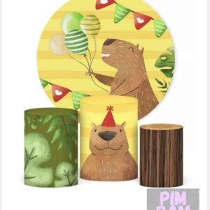 Kit de Panel Redondo sublimado y Fundas para Mesas  - Capibara - Cod.A751