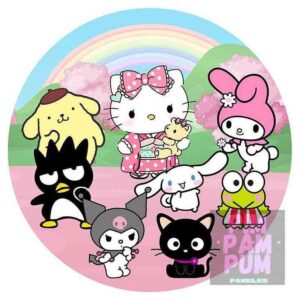 Panel sublimado redondo - Hello Kitty y amigos