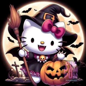 Panel sublimado redondo - Hello Kitty Halloween