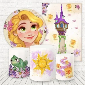 Kit de Panel Redondo, Panel Lateral y Fundas para Mesas - RAPUNZEL