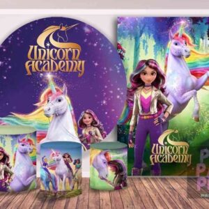 Kit de Panel Redondo, Panel Lateral y Fundas para Mesas de Unicorn Academy