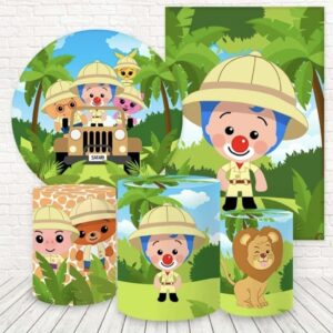 Kit de Panel Redondo, Panel Lateral y Fundas para Mesas - Plim Plim Safari