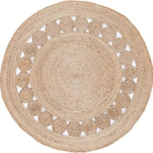 Alfombra redonda de yute y mimbre 120 cm rústica