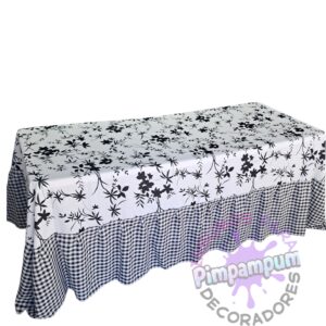 Mantel sublimado flores blanco y negro | PimPamPum
