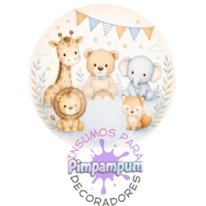 Panel redondo sublimado Safari Baby Shower