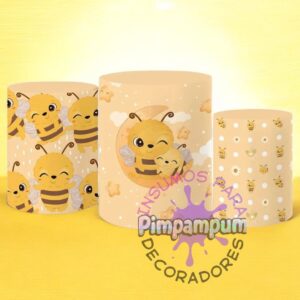 Trío de Fundas para mesas cilíndricas Abejita